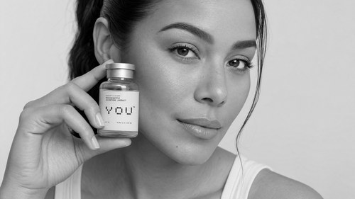 A vial of personalized YOU by Acorn secretome serum, made from the growth factors and proteins produced by the patient's own hair follicle mesenchymal stem cells, paired with microneedling, Morpheus8, or fractional laser for skin and microneedling for scalp rejuvenation. Reviewed by Dr. Frank Agullo, MD, FACS, double board-certified plastic surgeon in El Paso, Texas.
