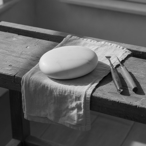 Black and white editorial still life for buccal fat removal commentary by Dr. Frank Agullo, MD, FACS.